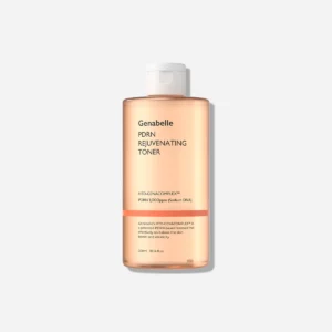 Bottle of Genabelle PDRN Rejuvenating Toner with light blue fluid and dropper