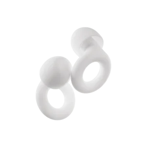 Pair of Loop Quiet 2 silicone earplugs in pastel colors for sleep and focus