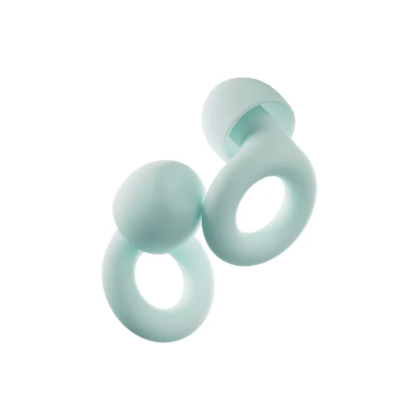 Pair of Loop Quiet 2 silicone earplugs in pastel colors for sleep and focus