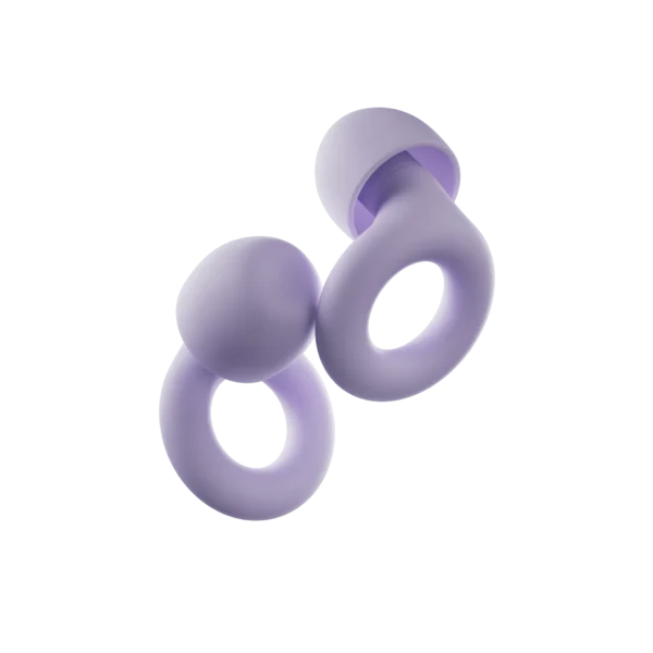 Pair of Loop Quiet 2 silicone earplugs in pastel colors for sleep and focus