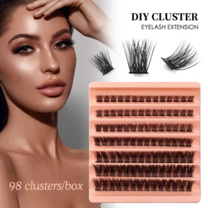 Tray of lash clusters in varied lengths for natural to dramatic false eyelash looks